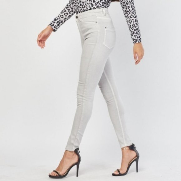 NWT Lands End Womens Mid Rise Slim Fit Ankle Jeans Pale Gray 14 33/34W $80 KK167 - Picture 2 of 2